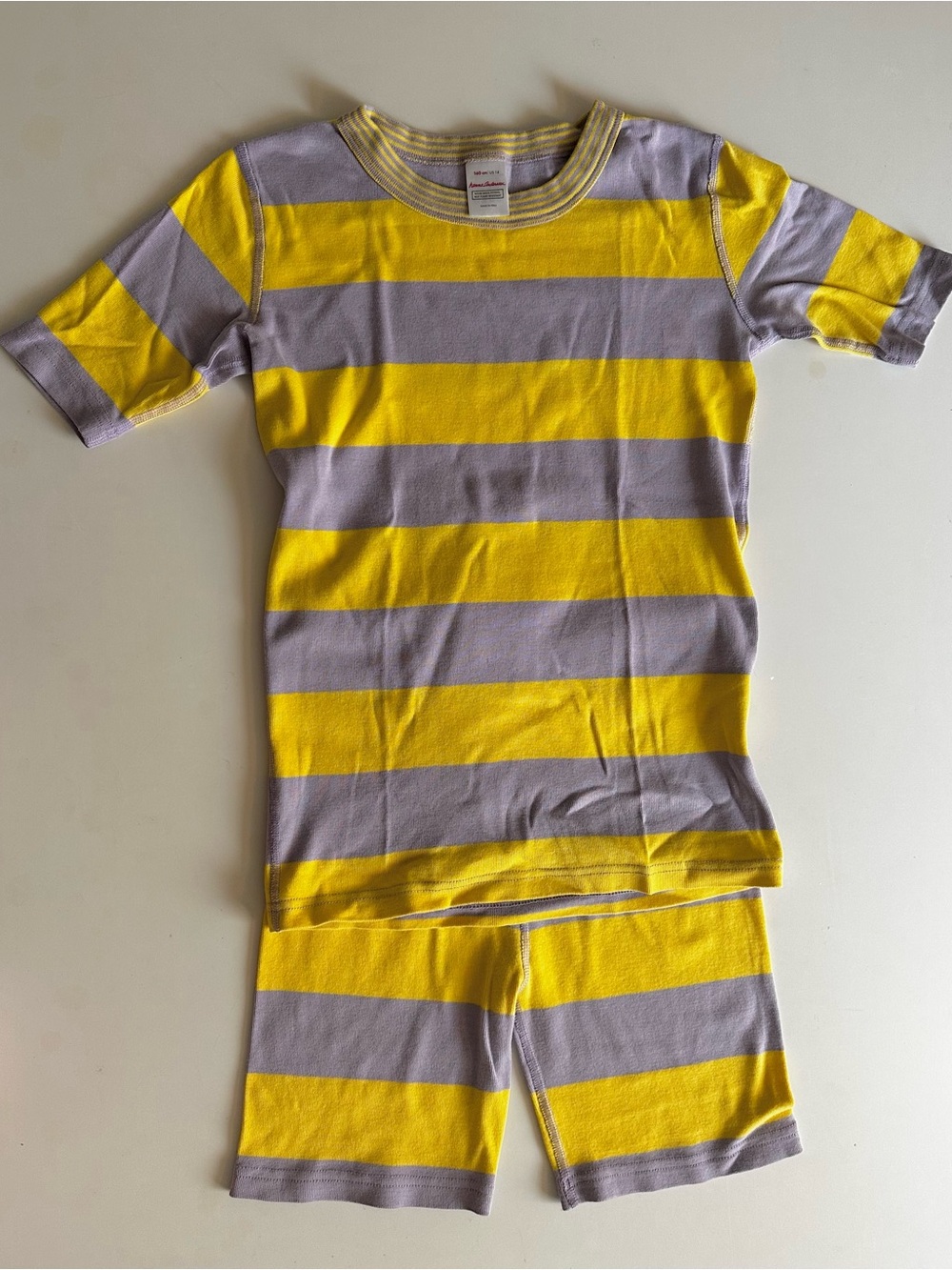 Hanna Andersson Yellow & Light Purple Striped Short Sleeve Pajama Set